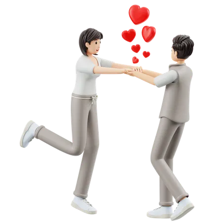 Couple Celebrating Valentine  3D Illustration