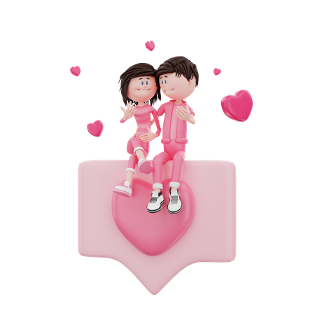 Couple celebrating valentine  3D Illustration