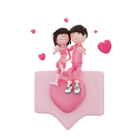 Couple celebrating valentine  3D Illustration