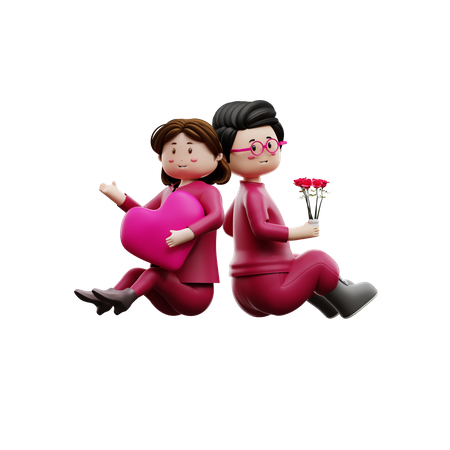 Couple celebrating valentine  3D Illustration