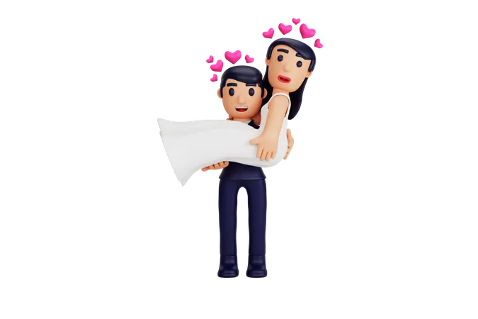 3 D Character Romantic Wedding Couple Moments Illustration 3D Illustration