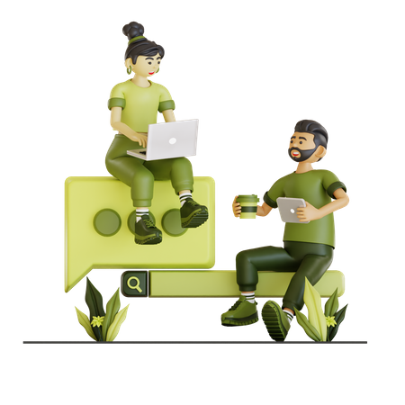 Couple Chilling Their Work  3D Icon
