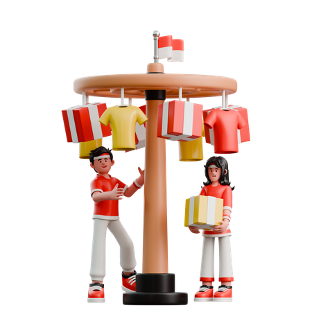 Couple Climbing Areca Climbing  3D Illustration