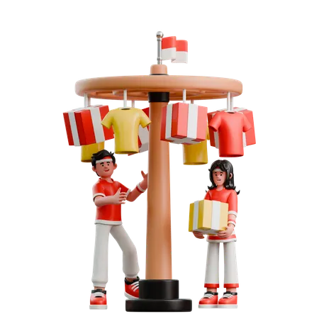 Couple Climbing Areca Climbing  3D Illustration