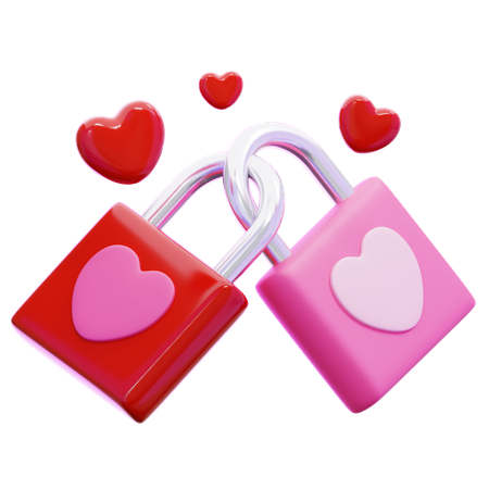 Couple coeur cadenas  3D Icon