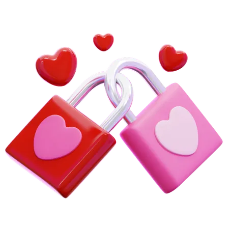 Couple coeur cadenas  3D Icon