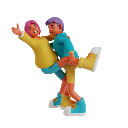 Couple Dancing  3D Illustration