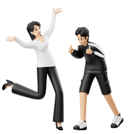 Couple dancing in party  3D Illustration