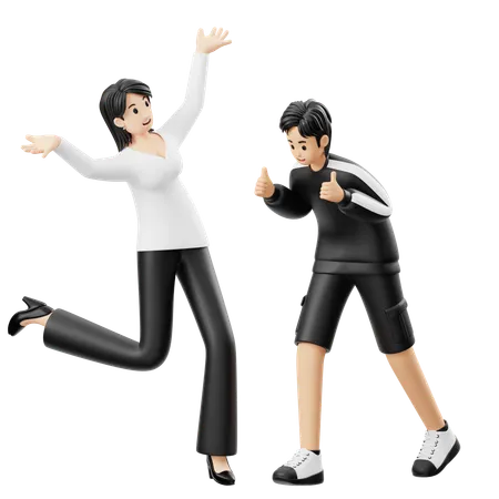 Couple dancing in party  3D Illustration