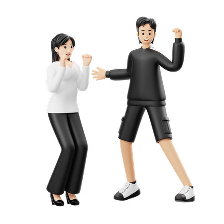 Couple dancing together  3D Illustration