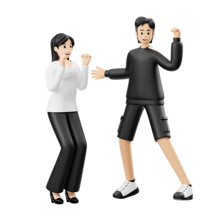 Couple dancing together  3D Illustration