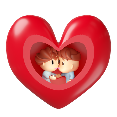 Couple dans le coeur  3D Icon