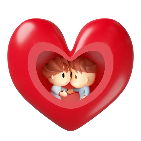 Couple dans le coeur  3D Icon