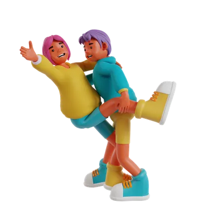 Danse en couple  3D Illustration