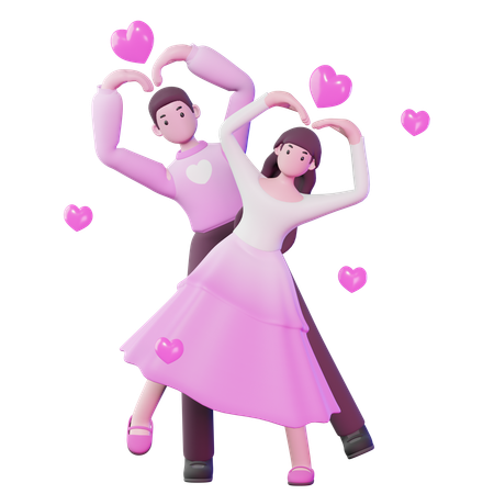 Couple de la Saint-Valentin en train de danser  3D Illustration