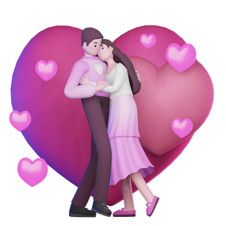 Couple de la Saint-Valentin faisant un câlin  3D Illustration