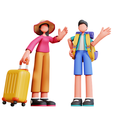 Un couple dit bonjour  3D Illustration