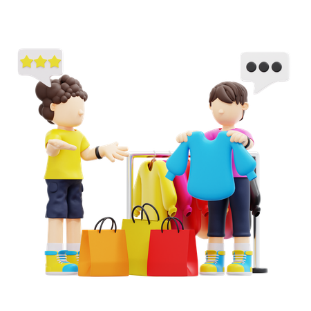Couple Doing Clothes Shopping  3D Icon