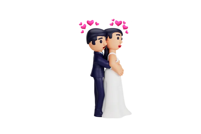 Couple Doing Hug  3D Illustration