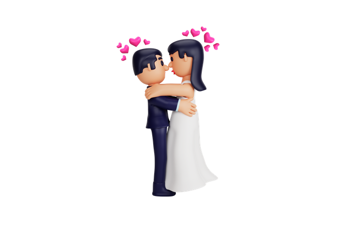 Couple Doing Hug 3D Illustration
