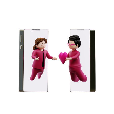 Couple doing love chat  3D Icon