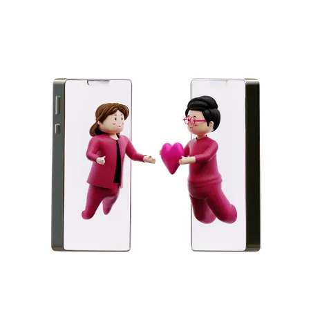 Couple doing love chat  3D Illustration