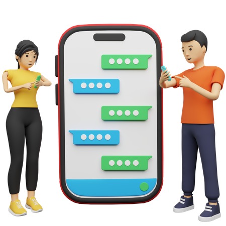 Couple doing Online Chatting  3D Icon