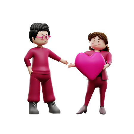 Couple doing valentine celebration  3D Illustration