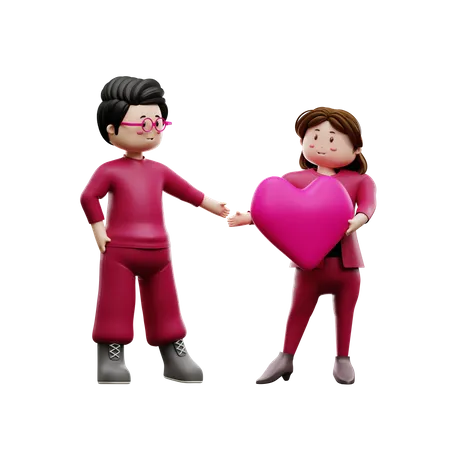 Couple doing valentine celebration  3D Illustration