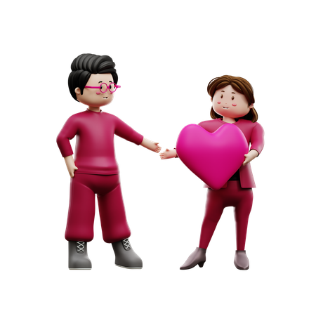 Couple doing valentine celebration 3D Illustration