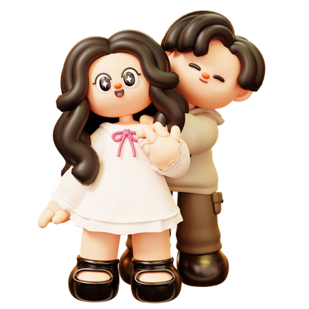 Couple, dos, étreindre  3D Icon