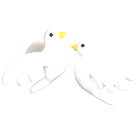 Couple Doves  3D Icon