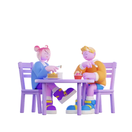 Couple en train de dîner  3D Illustration