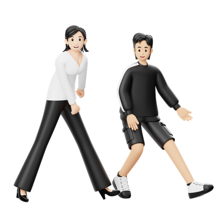 Couple enjoying dance moves  3D Illustration