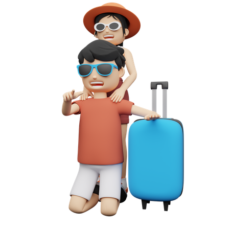 Couple enjoying their honeymoon trip  3D Illustration