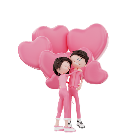 Couple enjoying valentine 3D Illustration