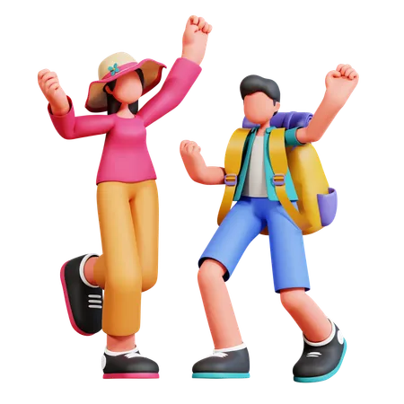 3 D Character Couple Holiday Illustration Pack 3D Illustration