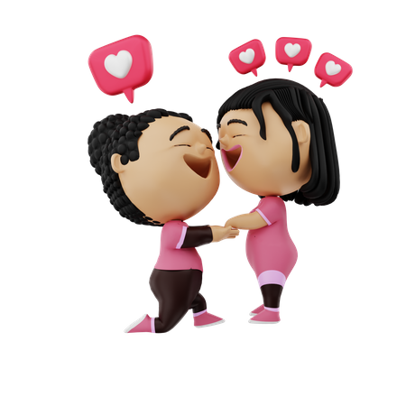 Couple expressing their love  3D Illustration