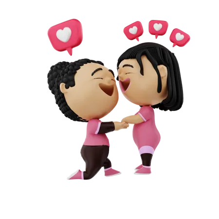 Couple expressing their love  3D Illustration