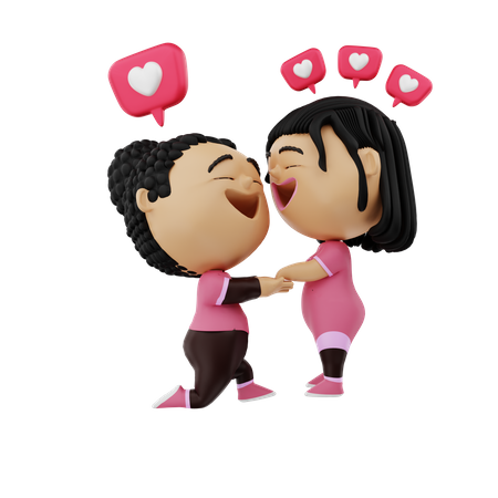 Couple exprimant leur amour  3D Illustration