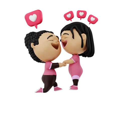 Couple exprimant leur amour  3D Illustration
