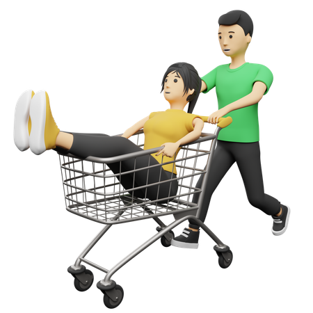 Couple faisant du shopping  3D Illustration