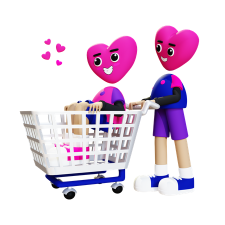 Couple faisant du shopping  3D Icon