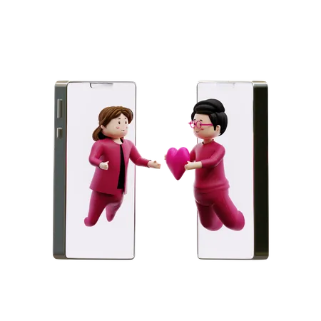 Couple faisant une conversation amoureuse  3D Illustration