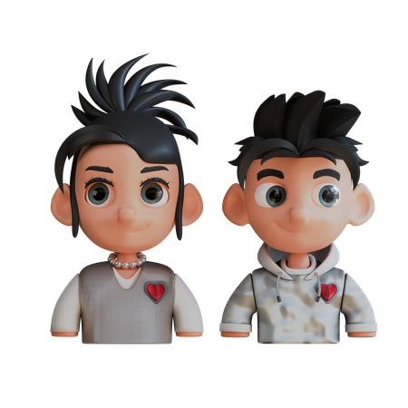 Couple Fisrt Meet Shy  3D Icon