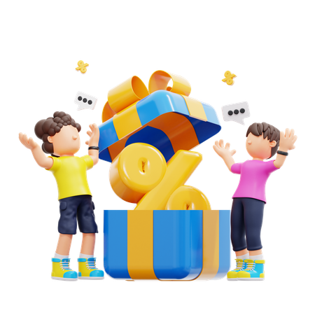 Couple Getting Big Discount  3D Icon