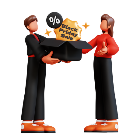 Couple getting black friday discount  3D Icon