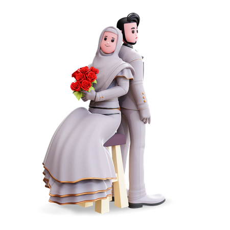 Couple giving photography pose  3D Illustration