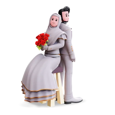 Couple giving photography pose  3D Illustration