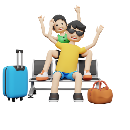 Couple going on Family Travel  3D Illustration